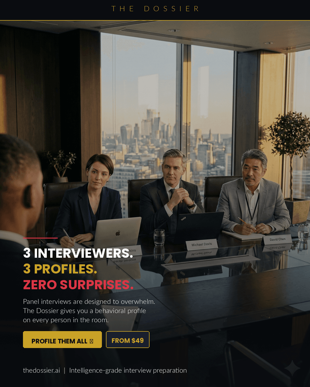 3 interviewers. 3 profiles. Zero surprises.