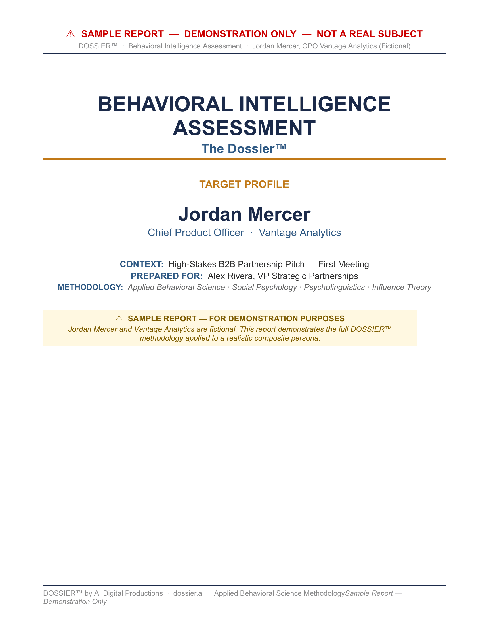 Sample dossier page 1 of 14