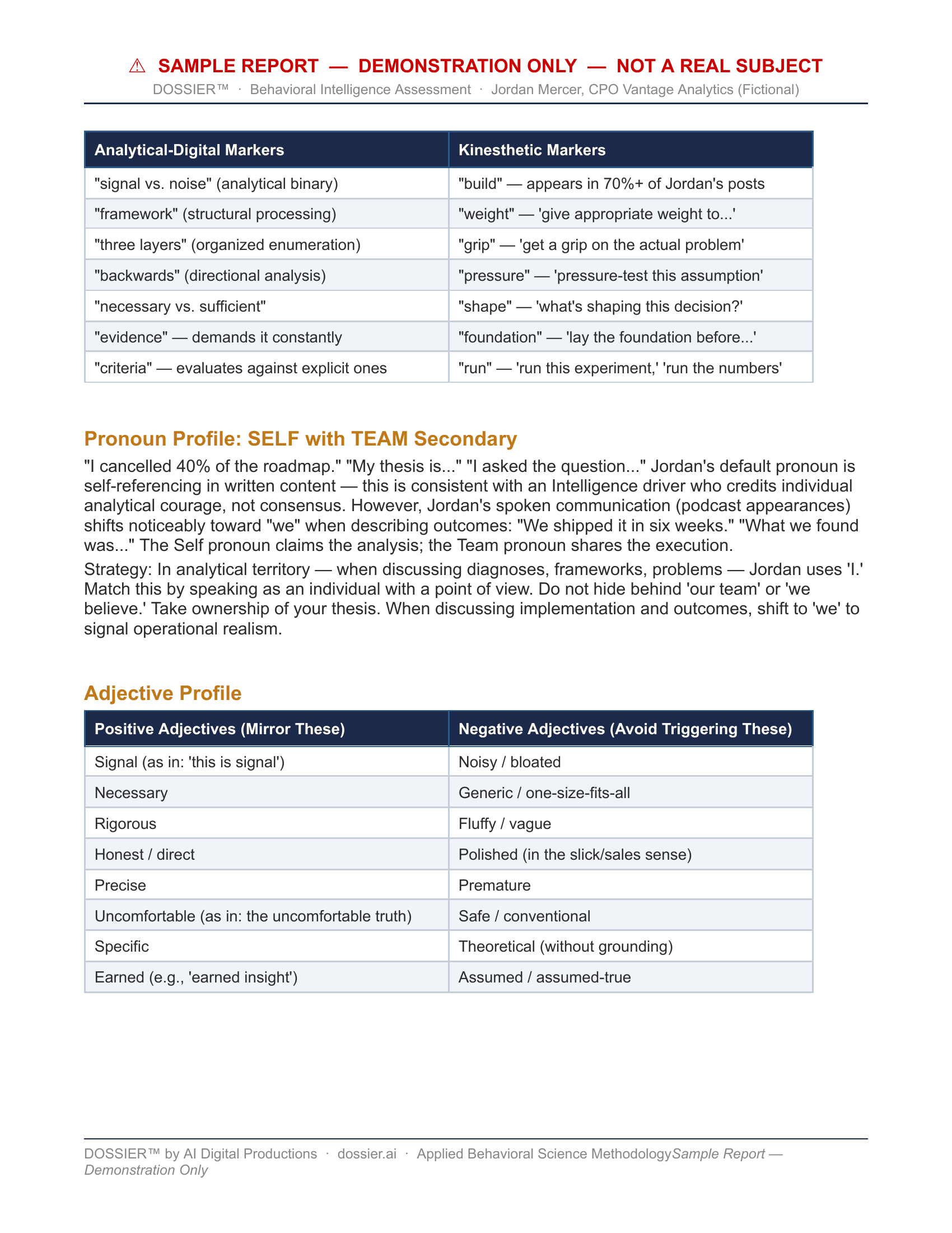 Sample dossier page 7 of 14